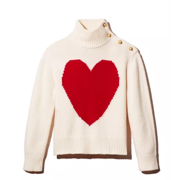 Kate Spade Heart Print Turtleneck Sweater - Picture 1 of 5